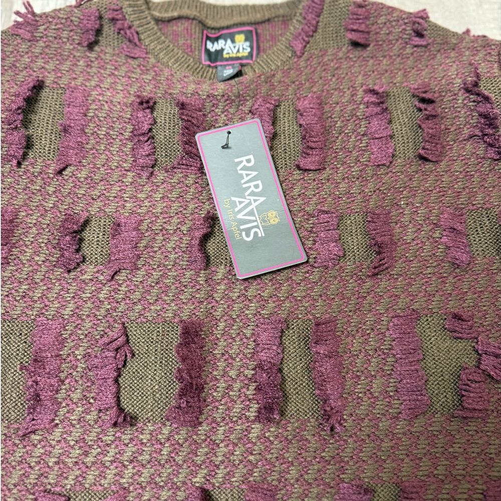 Rara Avis by Iris Apfel NWT Chunky Fringe Sweater Dress Olive Burgundy XS - Picture 7 of 13